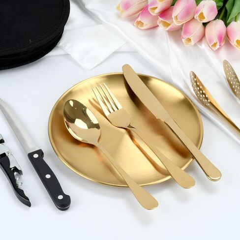 20-Piece Gold Stainless Steel Silverware Set With Organizer in Saudi Arabia
