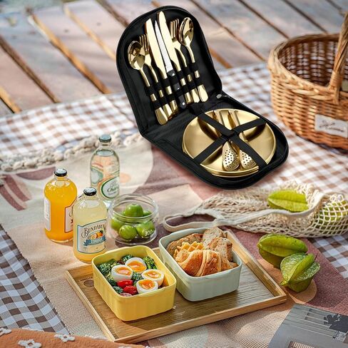 20-Piece Gold Stainless Steel Silverware Set With Organizer in Saudi Arabia