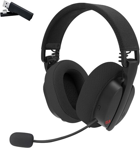 Redragon H888 Wireless Gaming Headset with 7.1 Surround Sound, Tri-Mode Gaming Headphones, 168G Lightweight Design - Detachable Mic - 40MM Driver Soft Memory Foam Padding Gamer Headset for PC, Black in Saudi Arabia