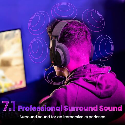 Redragon H888 Wireless Gaming Headset with 7.1 Surround Sound, Tri-Mode Gaming Headphones, 168G Lightweight Design - Detachable Mic - 40MM Driver Soft Memory Foam Padding Gamer Headset for PC, Black in Saudi Arabia