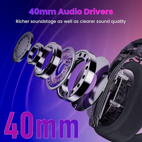 Redragon H888 Wireless Gaming Headset with 7.1 Surround Sound, Tri-Mode Gaming Headphones, 168G Lightweight Design - Detachable Mic - 40MM Driver Soft Memory Foam Padding Gamer Headset for PC, Black in Saudi Arabia
