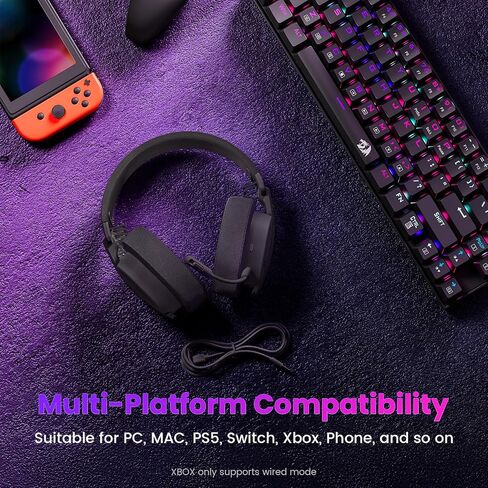 Redragon H888 Wireless Gaming Headset with 7.1 Surround Sound, Tri-Mode Gaming Headphones, 168G Lightweight Design - Detachable Mic - 40MM Driver Soft Memory Foam Padding Gamer Headset for PC, Black in Saudi Arabia