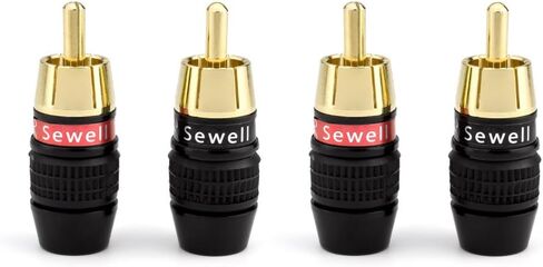 Sewell Deadbolt RCA Plugs, 4 Pairs, Fast-Lock Technology, 24k Gold Plated Speaker Plugs, Premium Solderless SW-32888-4 in Saudi Arabia