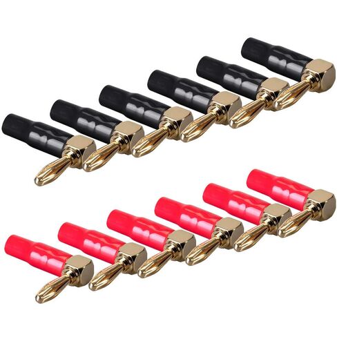 4mm Banana Plugs Right Angle 6 Pairs, 24k Gold Plated 90 Degree Speaker Connector (12Pcs) in Saudi Arabia