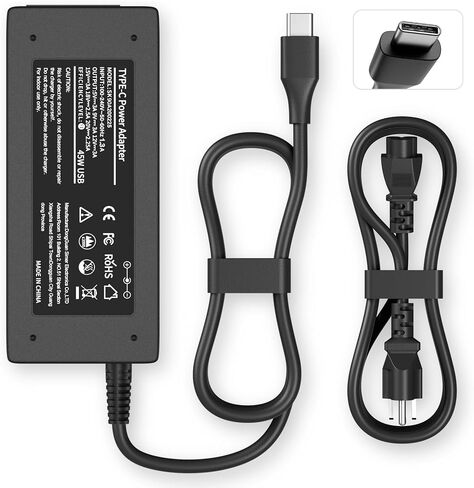 USB C Laptop Charger 45W Compatible with hp chromebook/Spectre X360, Lenovo ThinkPad/Yoga, Dell Chromebook/Latitude, Acer, Asus, Samsung, Google Series Universal Chromebook Type C Power Cord in Kuwait
