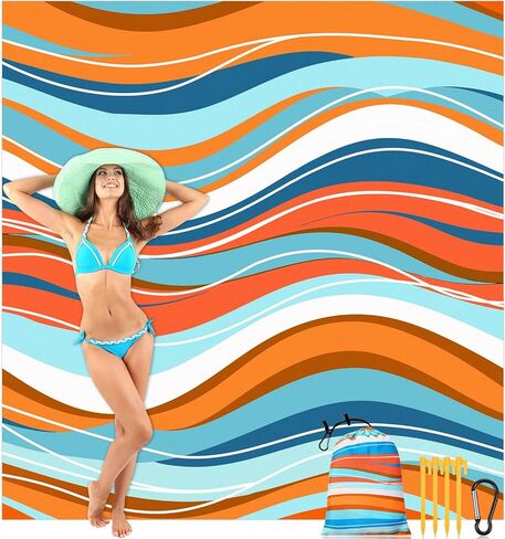 Oversized Extra Large Beach Blanket 78''x81'' /108''x120'' Beach Rug Lightweight Picnic Outdoor Blanket Waterproof Sandproof Mat Quick Drying for 1-8 Adults Travel Camping in Saudi Arabia