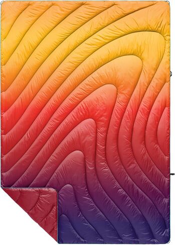 Rumpl Original Puffy Blanket - Warm, Water-Resistant Camping Blanket with 100% Recycled Synthetic Insulation, 52"x75", Original Puffy V1, Pyro Fade in Kuwait