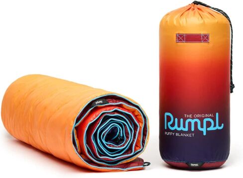 Rumpl Original Puffy Blanket - Warm, Water-Resistant Camping Blanket with 100% Recycled Synthetic Insulation, 52"x75", Original Puffy V1, Pyro Fade in Kuwait
