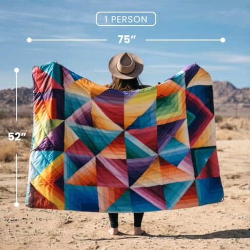 Rumpl Original Puffy Blanket - Warm, Water-Resistant Camping Blanket with 100% Recycled Synthetic Insulation, 52"x75", Original Puffy V1, Pyro Fade in Kuwait