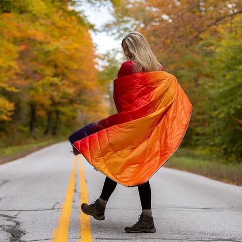 Rumpl Original Puffy Blanket - Warm, Water-Resistant Camping Blanket with 100% Recycled Synthetic Insulation, 52"x75", Original Puffy V1, Pyro Fade in Kuwait