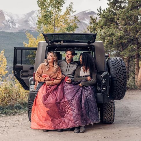 Rumpl Original Puffy Blanket - Warm, Water-Resistant Camping Blanket with 100% Recycled Synthetic Insulation, 52"x75", Original Puffy V1, Pyro Fade in Kuwait