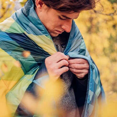 Rumpl Original Puffy Blanket - Warm, Water-Resistant Camping Blanket with 100% Recycled Synthetic Insulation, 52"x75", Original Puffy V1, Pyro Fade in Kuwait