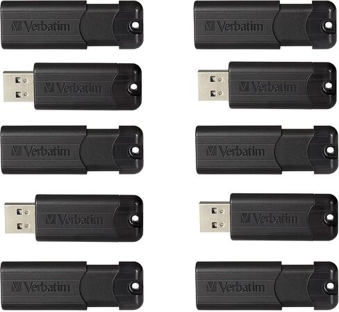 Verbatim 32GB Pinstripe USB 3.2 Gen 1 Flash Drive Retractable Thumb Drive - 10 Pack Black in Saudi Arabia