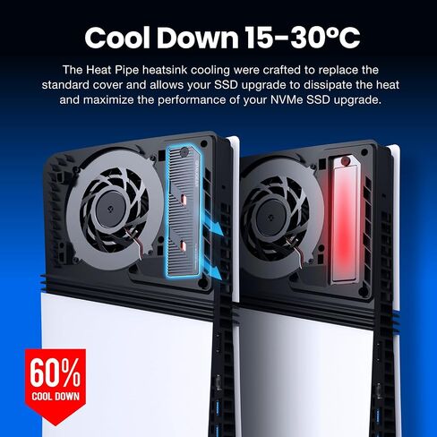 GRAUGEAR PS5 Pro/Slim M.2 SSD Heatsink, Integrated Copper Heatpipe, Aluminum Fins, Graphite Copper Foil Thermal Film, Compatible with M.2 SSD Upgrade for PlayStation 5 Pro/Slim in Saudi Arabia