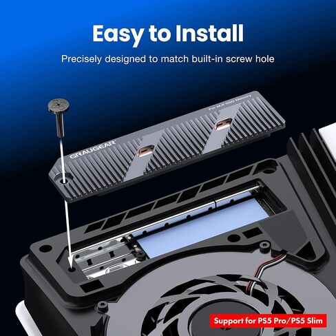 GRAUGEAR PS5 Pro/Slim M.2 SSD Heatsink, Integrated Copper Heatpipe, Aluminum Fins, Graphite Copper Foil Thermal Film, Compatible with M.2 SSD Upgrade for PlayStation 5 Pro/Slim in Saudi Arabia