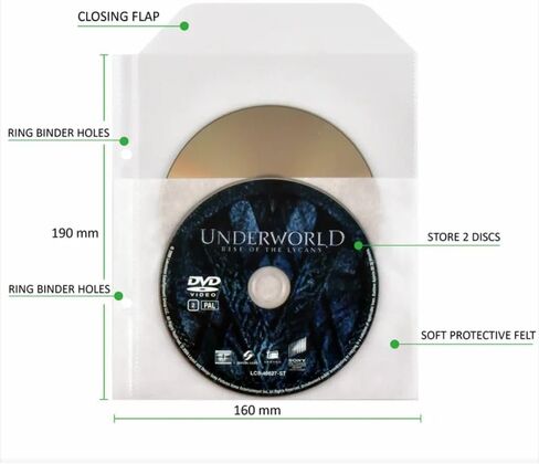 Tarifold DVD Storage Bundle, 50 Binder Sleeves and 2 Binders, 2-Ring Holes in Saudi Arabia