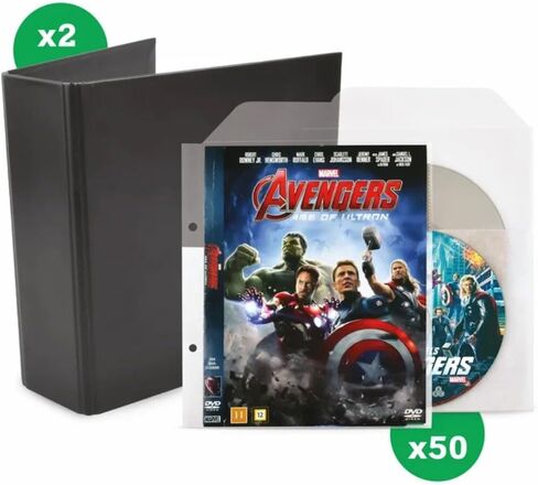 Tarifold DVD Storage Bundle, 50 Binder Sleeves and 2 Binders, 2-Ring Holes in Saudi Arabia