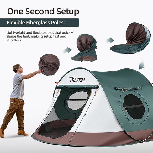 Trakiom Pop Up Tent 4 Person Instant Waterproof Camping Vestibule in Kuwait