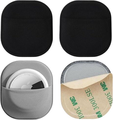 AirTag Adhesive Holder Compatible with Apple AirTag Sticker Mount, Powerful 3M Stick On Case for Phone Remote Tools iPad Suitcase Travel, Portable Protective Hidden Air Tag Sleeve Covers, 2 Pack Black in Kuwait