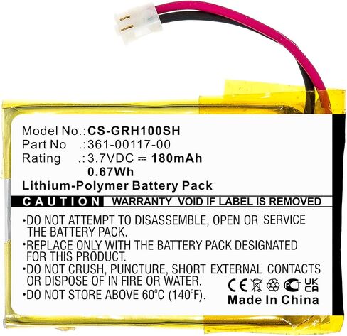 Replacement Battery for Garmin Approach S10,Approach S20,Approach X40,Forerunner 35,361-00117-00,180mAh in Kuwait