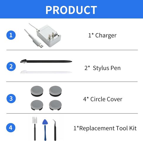 3DS Charger Head Set with USB Wall Charger, Stylus Pens & Repair Tools for Portable Devices Dark Grey in Kuwait