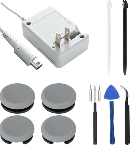 3DS Charger Head Set with USB Wall Charger, Stylus Pens & Repair Tools for Portable Devices Dark Grey in Kuwait