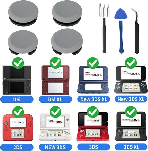 3DS Charger Head Set with USB Wall Charger, Stylus Pens & Repair Tools for Portable Devices Dark Grey in Kuwait