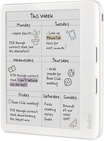 Kobo Libra Colour eReader (White with Stylus), 7" Glare-Free Colour E Ink Kaleido™ 3 Display, Dark Mode Option, Audiobooks, Waterproof in Kuwait
