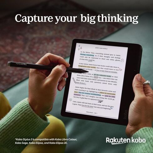 Kobo Libra Colour eReader (White with Stylus), 7" Glare-Free Colour E Ink Kaleido™ 3 Display, Dark Mode Option, Audiobooks, Waterproof in Kuwait