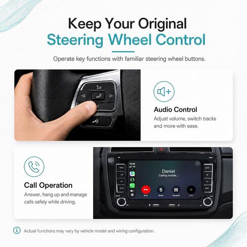 سيارة ستيريو Carplay Android Auto لسيارة Volkswagen VW Tiguan Jetta Beetle Passat Golf Mk5 Mk6 T5 EOS Polo، وحدة رأس راديو السيارة مع مرآة بلوتوث SWC 7 بوصة تعمل باللمس وكاميرا خلفية in Kuwait