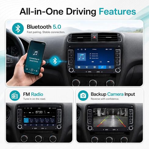 سيارة ستيريو Carplay Android Auto لسيارة Volkswagen VW Tiguan Jetta Beetle Passat Golf Mk5 Mk6 T5 EOS Polo، وحدة رأس راديو السيارة مع مرآة بلوتوث SWC 7 بوصة تعمل باللمس وكاميرا خلفية in Kuwait