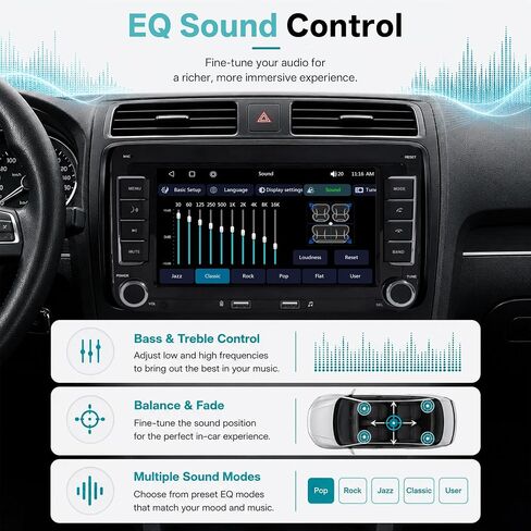 سيارة ستيريو Carplay Android Auto لسيارة Volkswagen VW Tiguan Jetta Beetle Passat Golf Mk5 Mk6 T5 EOS Polo، وحدة رأس راديو السيارة مع مرآة بلوتوث SWC 7 بوصة تعمل باللمس وكاميرا خلفية in Kuwait