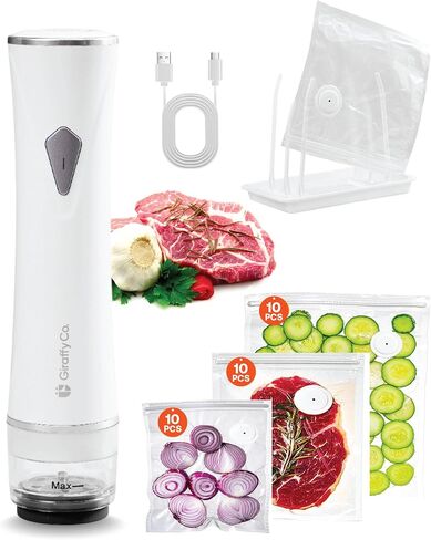GIRAFFYCO Compact Handheld Vacuum Sealer Set with 30 Reusable Bags in Saudi Arabia