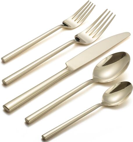 Alata Potter Black 20-Piece Forged Silverware Set, Service for 4, Stainless Steel Flatware Set, Modern Design with Mirror Finish, Ideal for Home, Kitchen, Party, Camping in Saudi Arabia