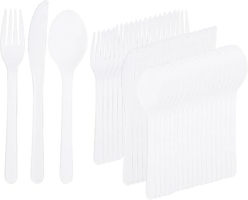 Supernal 60 Pack Reusable Matt White Plastic Silverware Set for Party in Saudi Arabia