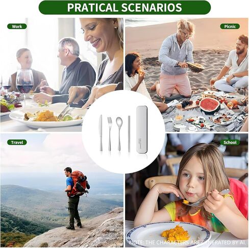 Zing TTI titanium tableware set, travel tableware with box, including titanium fork, knife, chopsticks and spoon, packed in a suitcase, portable design, suitable for school, work, picnic, camping use in Kuwait
