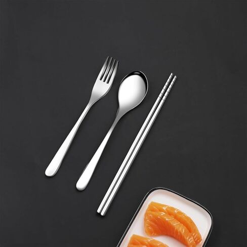Zing TTI titanium tableware set, travel tableware with box, including titanium fork, knife, chopsticks and spoon, packed in a suitcase, portable design, suitable for school, work, picnic, camping use in Kuwait