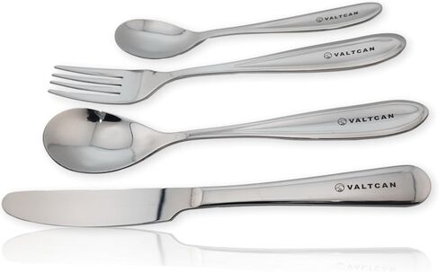 Valtcan Titanium Grade 1 Dinnerware 4 Piece Set Fork Spoon Knife Teaspoon Kitchen Flatware Long Dinner Full Size Silverware Utensils in Kuwait