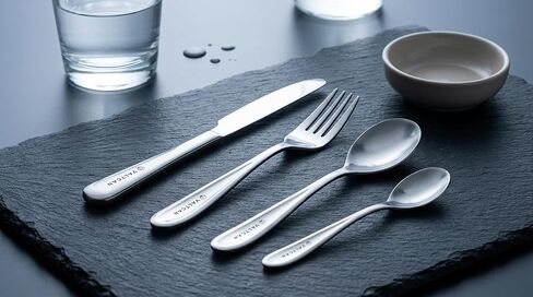 Valtcan Titanium Grade 1 Dinnerware 4 Piece Set Fork Spoon Knife Teaspoon Kitchen Flatware Long Dinner Full Size Silverware Utensils in Kuwait