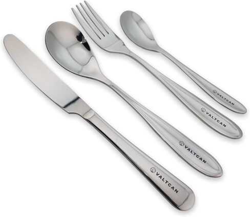 Valtcan Titanium Grade 1 Dinnerware 4 Piece Set Fork Spoon Knife Teaspoon Kitchen Flatware Long Dinner Full Size Silverware Utensils in Kuwait
