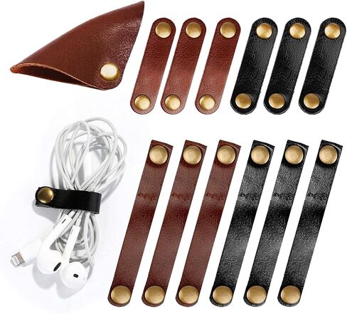 Kanemc 13PCS Leather Cord Organizer,3-Sizes Leather Cord Keeper for Travel in Saudi Arabia