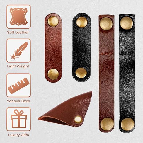 Kanemc 13PCS Leather Cord Organizer,3-Sizes Leather Cord Keeper for Travel in Saudi Arabia