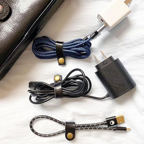 Kanemc 13PCS Leather Cord Organizer,3-Sizes Leather Cord Keeper for Travel in Saudi Arabia