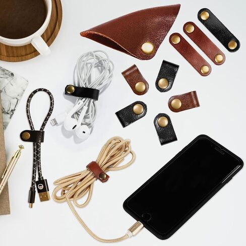 Kanemc 13PCS Leather Cord Organizer,3-Sizes Leather Cord Keeper for Travel in Saudi Arabia