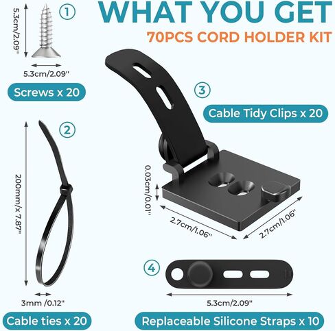Kanemc 20PCS Cable Management Kit Adhesive Cable Clips in Saudi Arabia