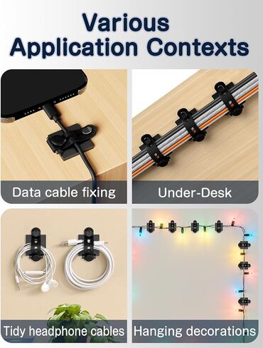 Viaky Adjustable Cable Management Under Desk,10-Pack,Adhesive Cable Clips in Kuwait