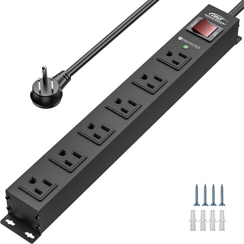 CRST 6 Outlet Heavy Duty Metal Power Strip with Switch 15A/1875W, 6FT Cord in Saudi Arabia