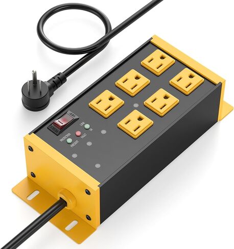 JUNNUJ EMI/RFI Filtering Surge Protector, 6 FT Flat Plug Cord, Yellow in Saudi Arabia