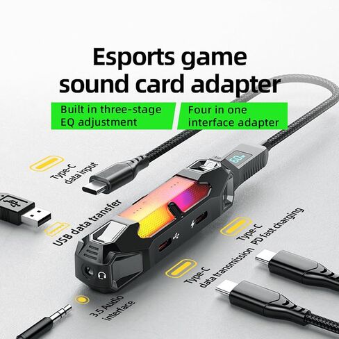 PD60W Sound Card Converter for Piva X41 Type C Port Enabling 32bit 384kHz Auditory and Seamlessly Charging Gaming Docking Station in Saudi Arabia