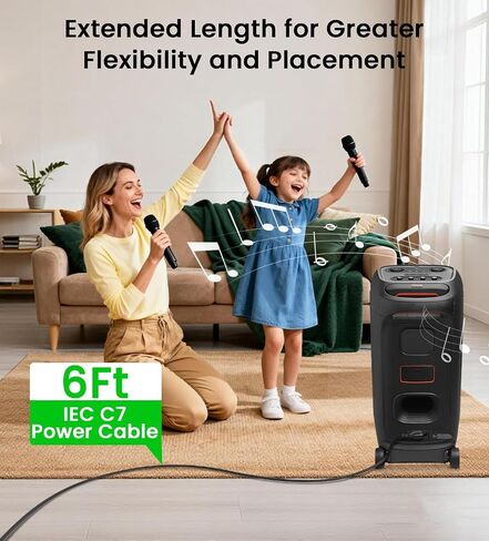 سلك طاقة متوافق مع مكبر صوت JBL PartyBox 110/520/710/720/Club 120/On-the-Go Essential؛Encore 2/Essential 2، المرحلة 320، كابل طاقة بديل لمكبرات الصوت لـ PartyLight Beam-6Ft in Kuwait